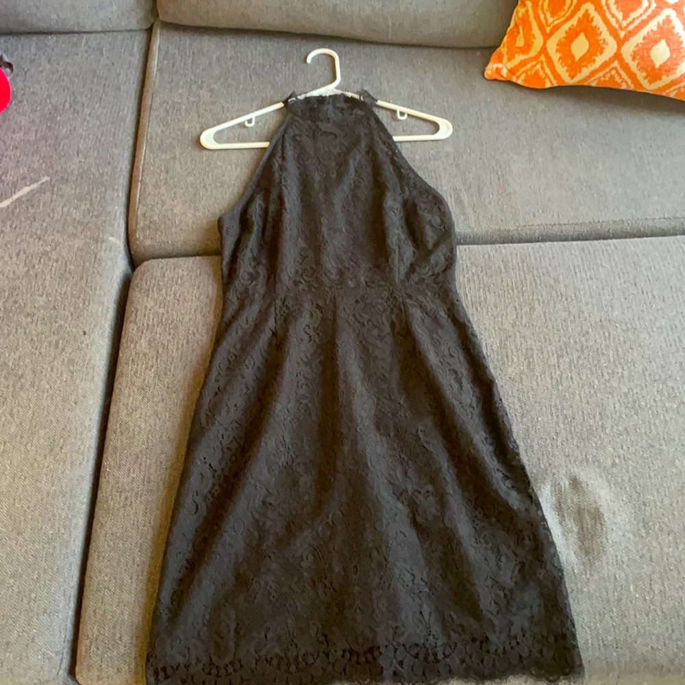 Black lace halter dress